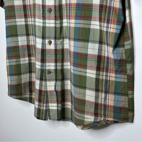 Eddie Bauer Classic Fit Green Plaid Causal Button Down‎ Shirt - Picture 4 of 5